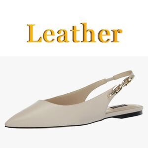 NEW Nine West 11 LEATHER NEUTRAL STRETCH SLIP ON POINTED TOE SLINGBACK FLATS